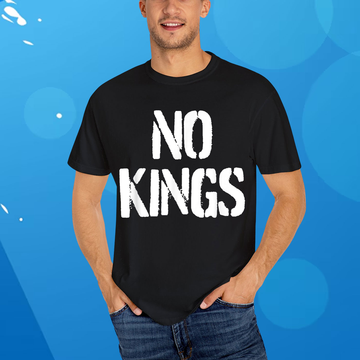 No Kings Adults Black Modern King Letter Print Shirt