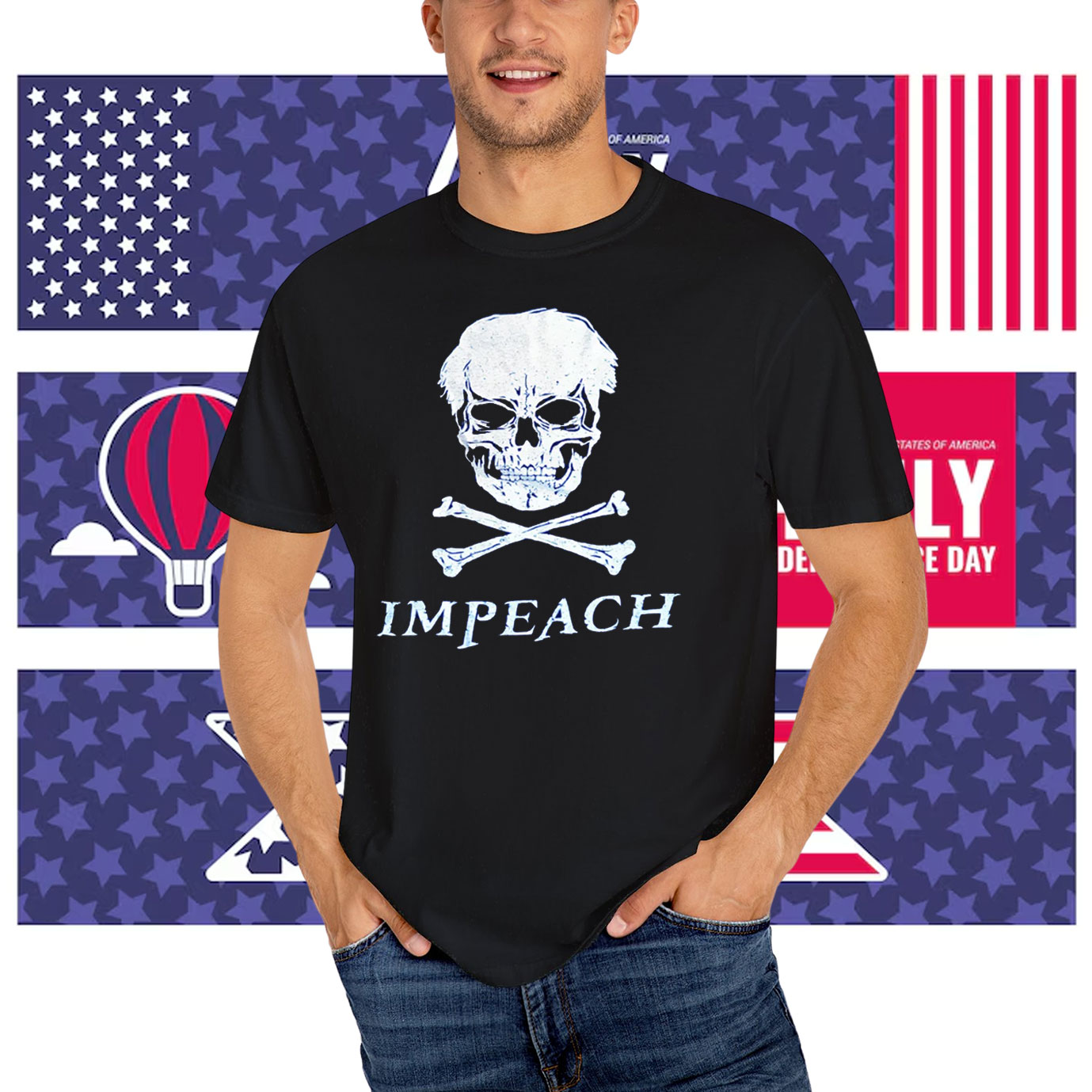 Black Punk Pirate Flag Impeach T-Shirt