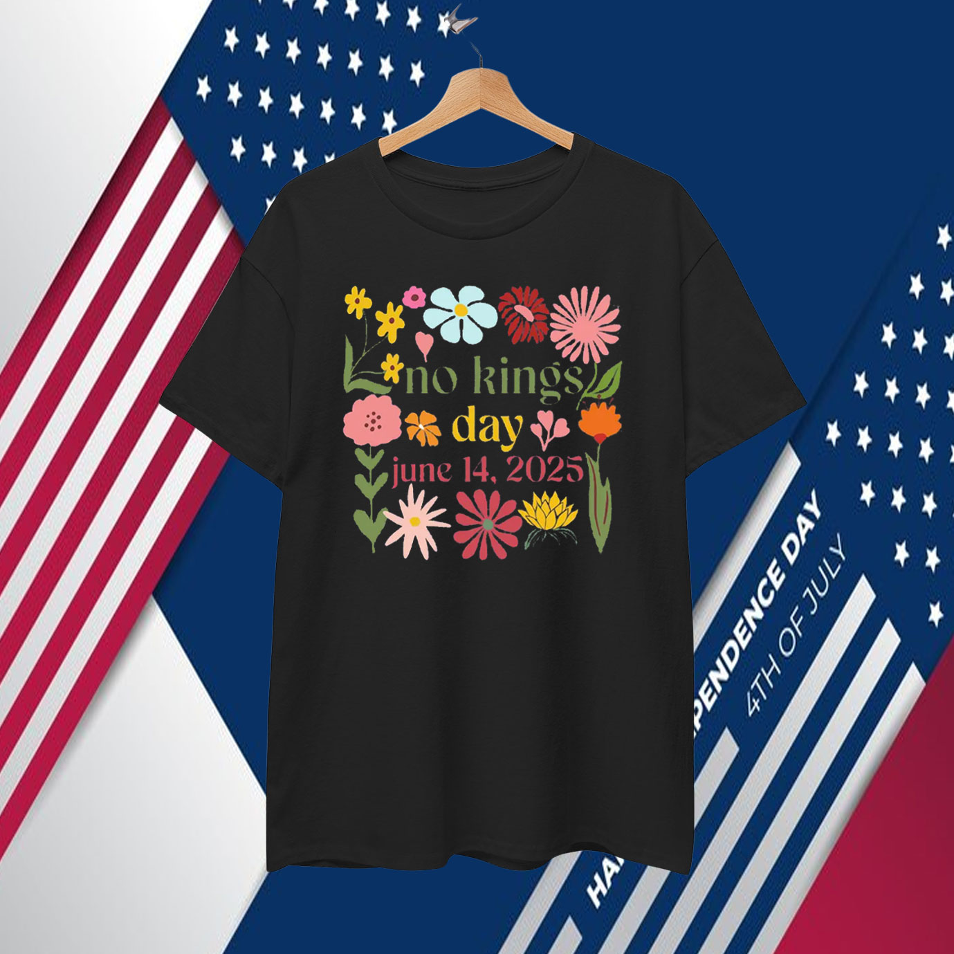 Floral No Kings Day June 14,2025 T-Shirt