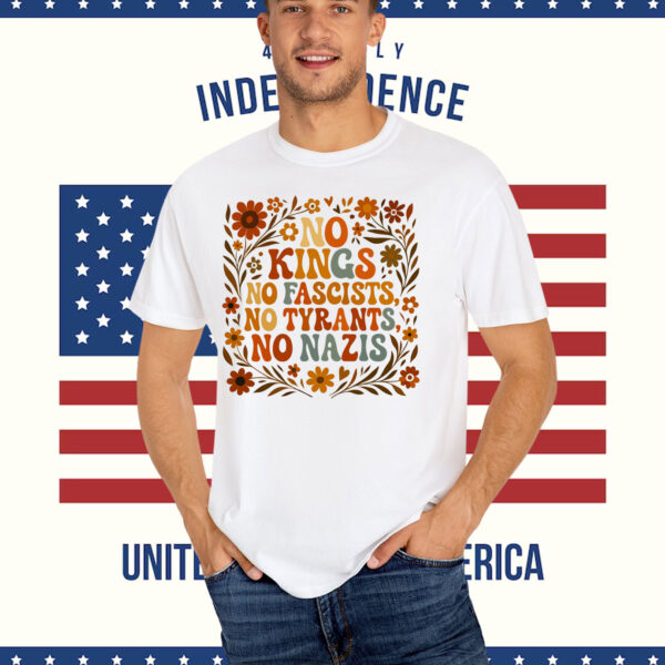 Floral No Kings No Fascists, No Tyransts, No Nazis T-Shirt