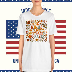 Floral No Kings No Fascists, No Tyransts, No Nazis T-Shirt