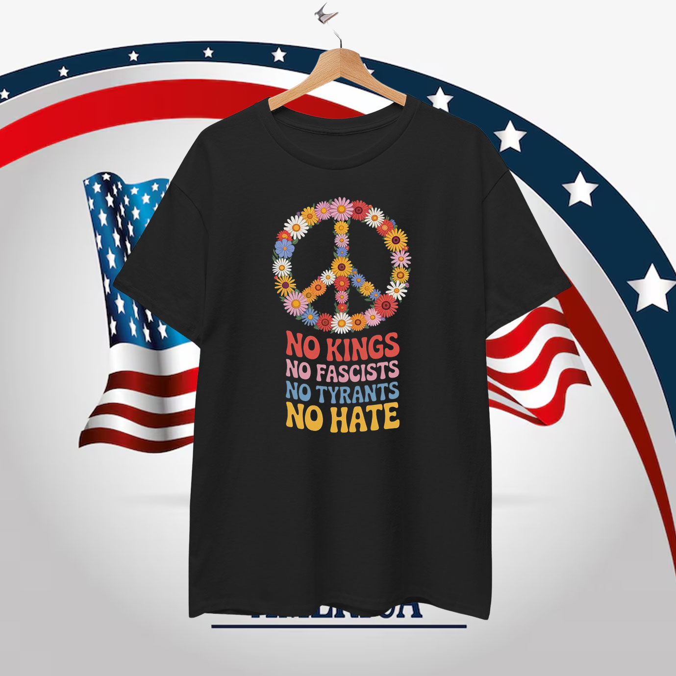 Floral No Kings No Fascists No Tyrants No Hate T-Shirt