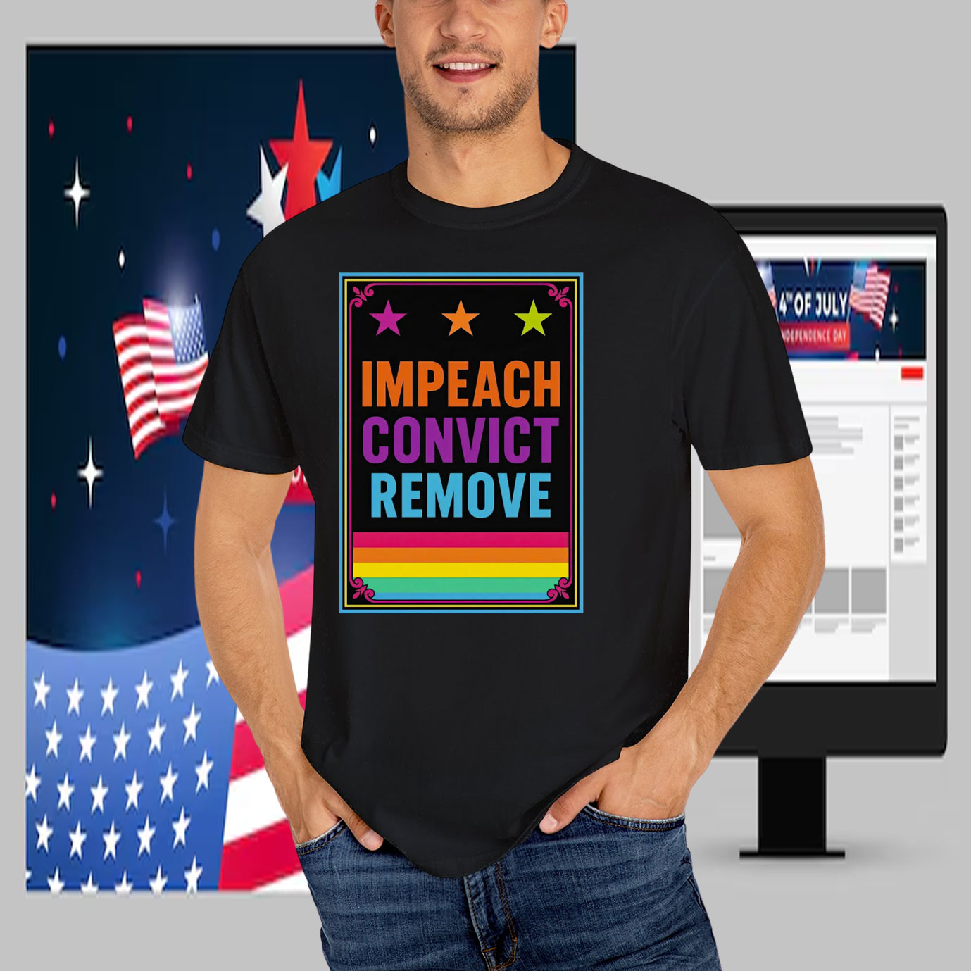 Impeach Convict Remove – Bold Rainbow T-Shirt