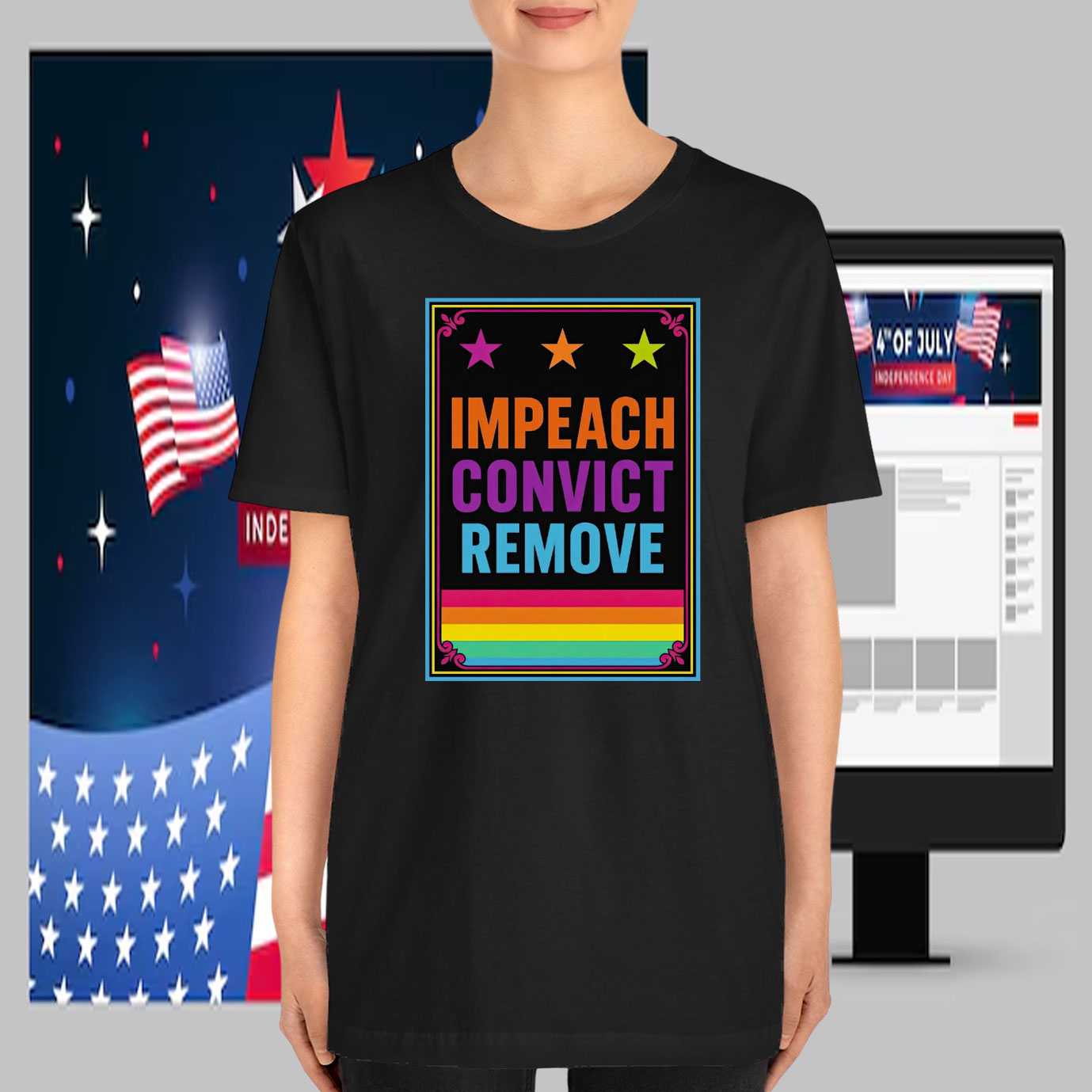 Impeach Convict Remove – Bold Rainbow T-Shirt