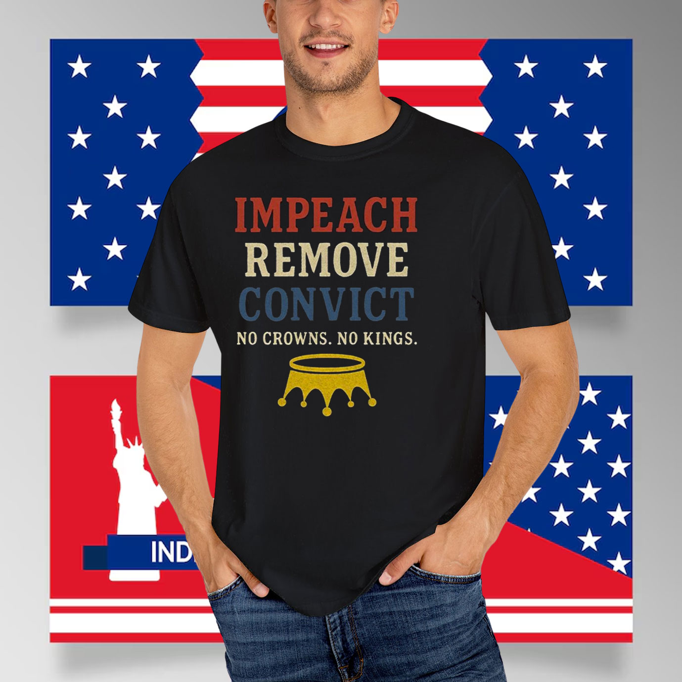 Impeach Remove Convict No Crowns. No Kings. T-Shirt