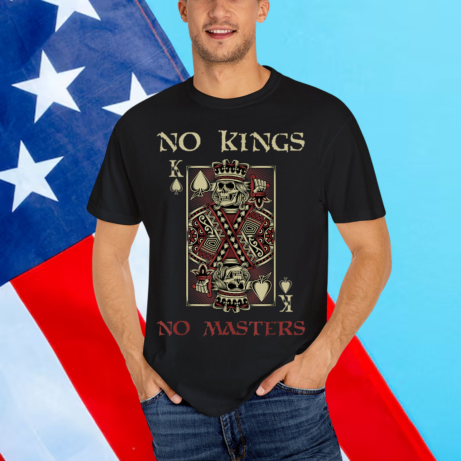 NO KINGS NO MASTERS Strong Bold Defiant Motivating Shirt