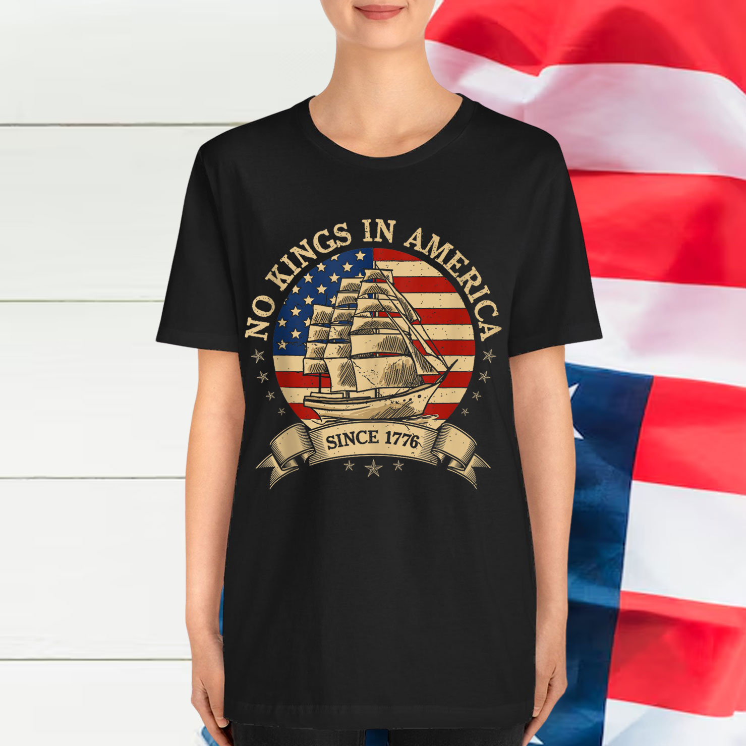 No Kings In America 1776 USA Flag Shirt