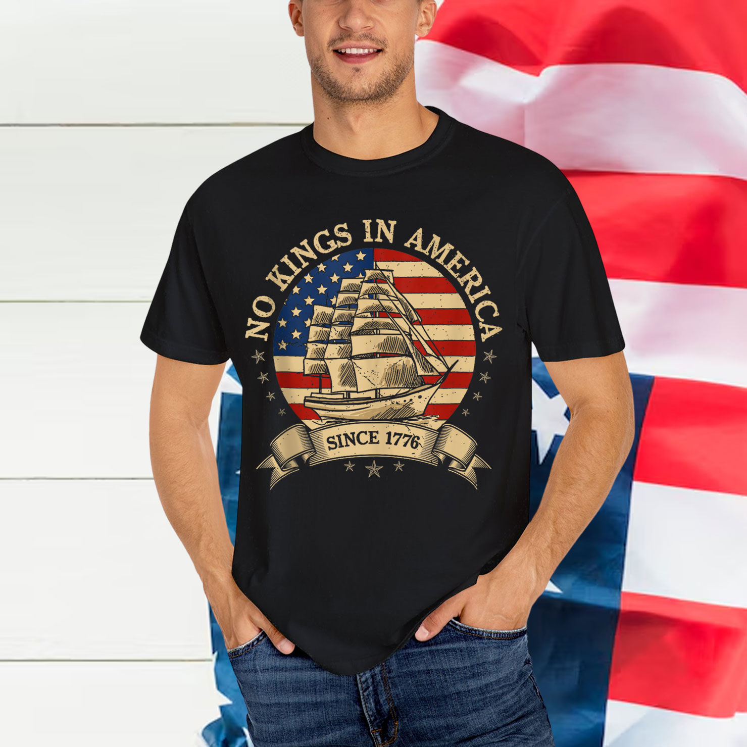 No Kings In America 1776 USA Flag Shirt