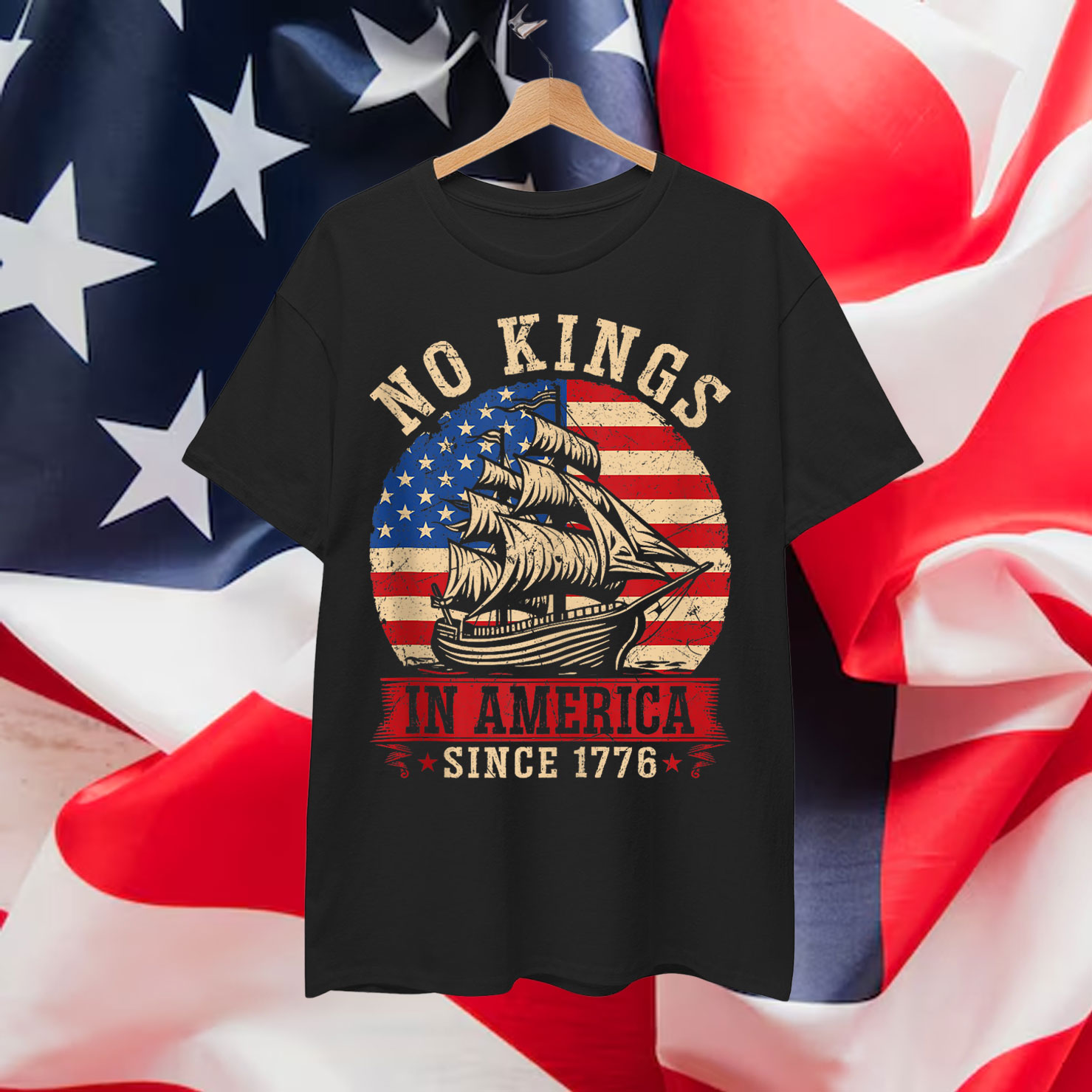 No Kings In America 4th Of July USA Patriotic Shirt