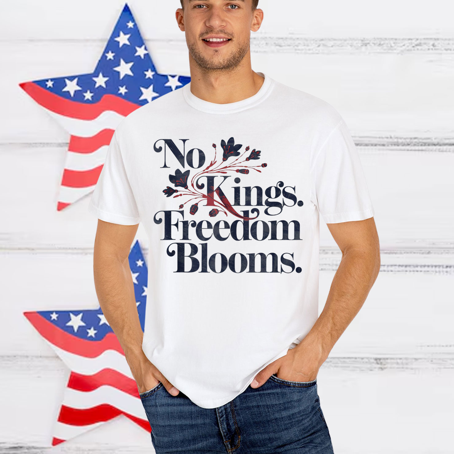 No Kings In America Freedom Blooms Floral Protest Political Shirt