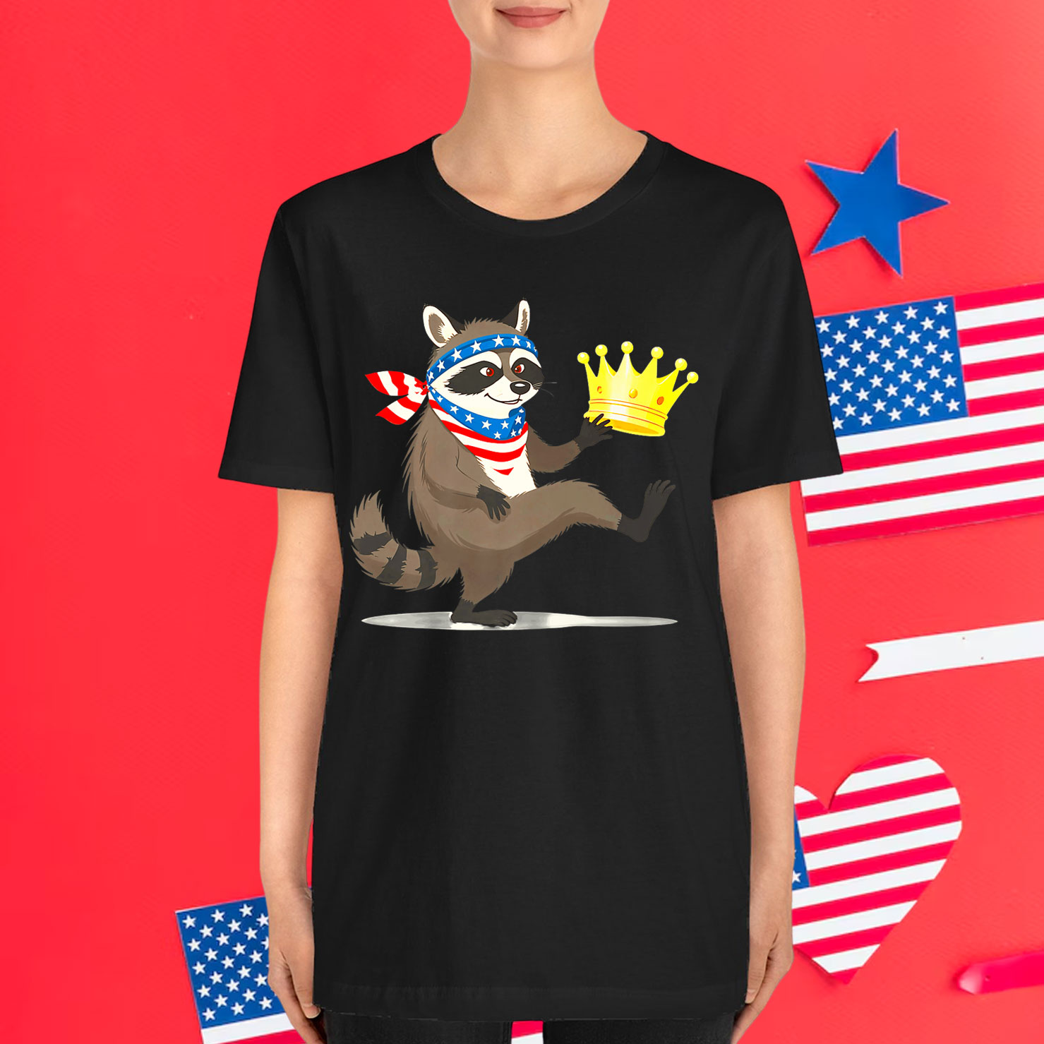 No Kings In America We The People Funny Raccoon in Bandana Premium Shirt