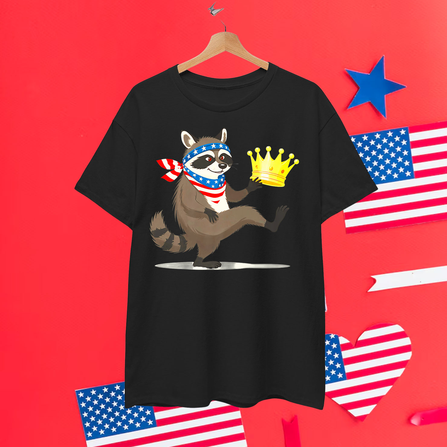 No Kings In America We The People Funny Raccoon in Bandana Premium Shirt
