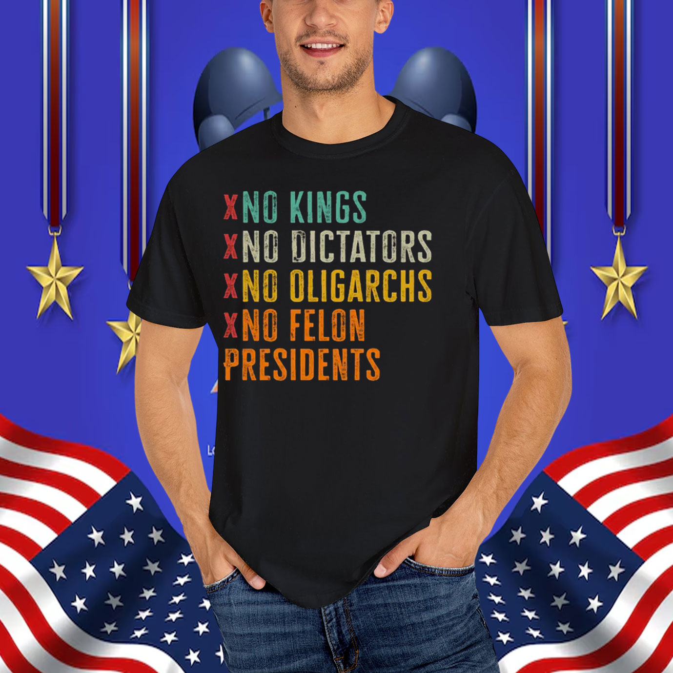 No Kings No Dicators No Oligarchs No Felon Presidents T-Shirt
