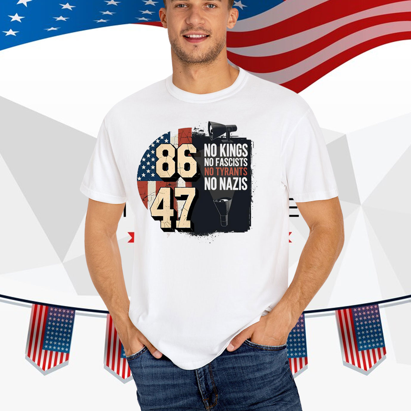 No Kings No Fascists No Tyran No Nazis 8647 T-Shirt