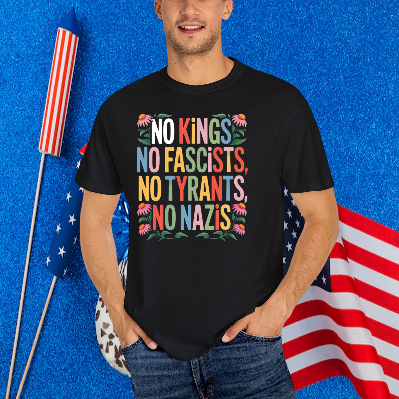 No Kings No Fascists, No Tyrants, No Nazis T-Shirt