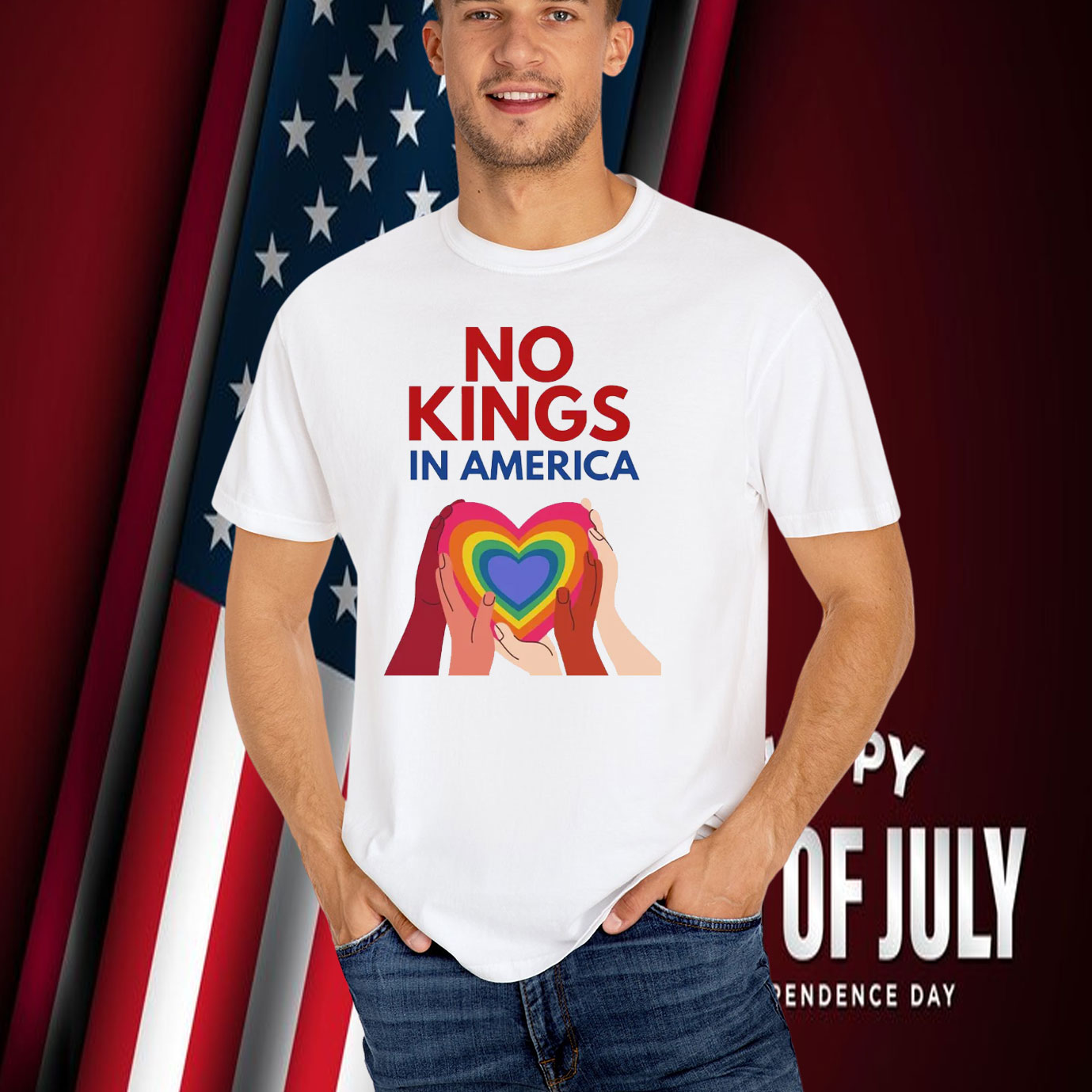 No Kings in America Inclusive Protest Banner T-Shirt