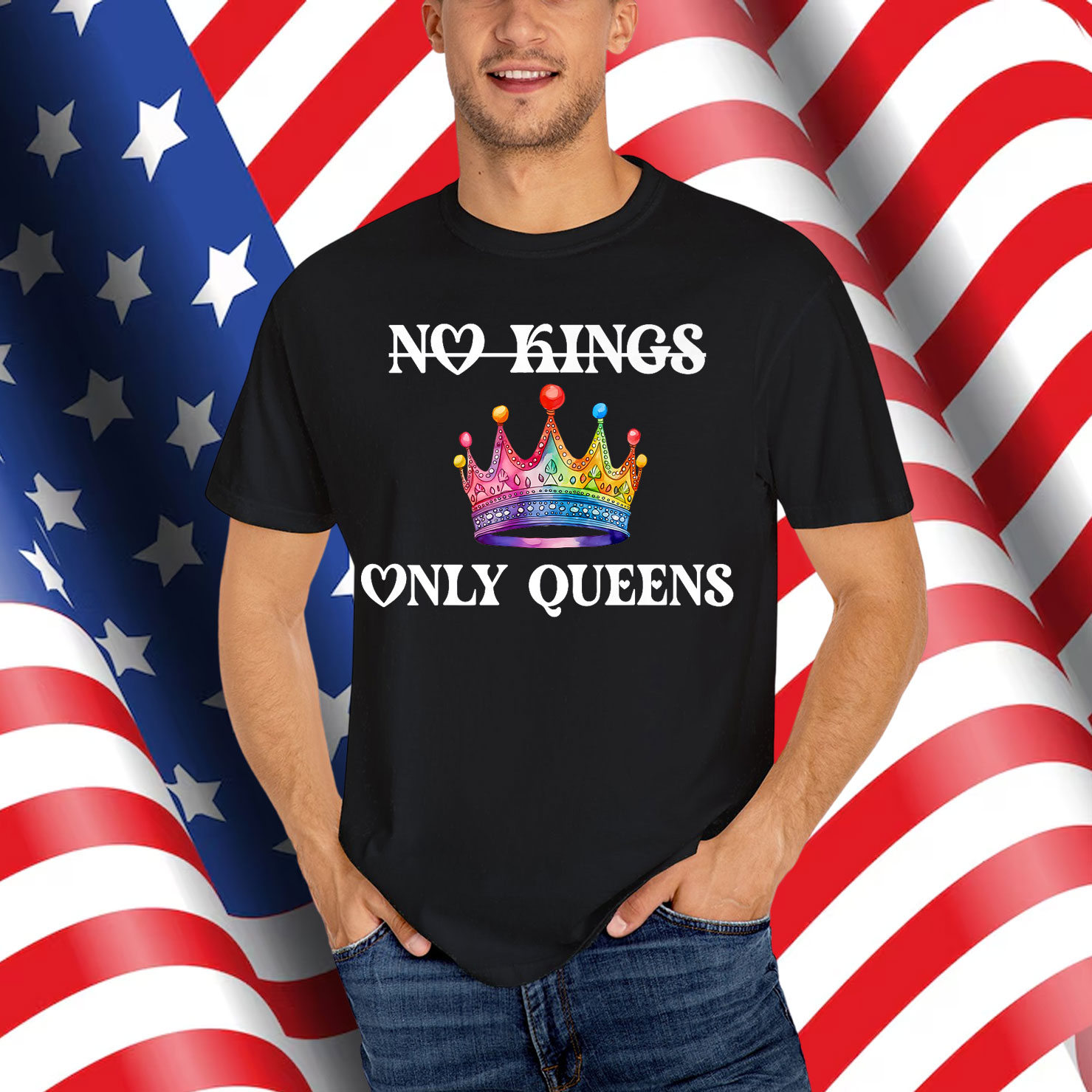 No Kings in America Only Queens Queer Ally Gay Pride Shirt
