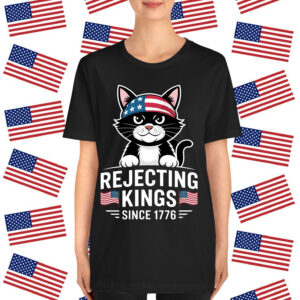 Rejecting Kings Since 1776 Patriotic USA Black Cat Shirt