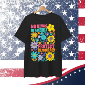 Retro Floral 70s No King In America Democracy Rejecting King Shirt