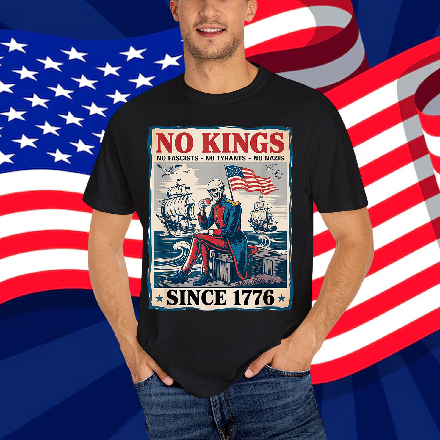 Retro No Kings Since 1776 Vintage Patriotic USA Shirt