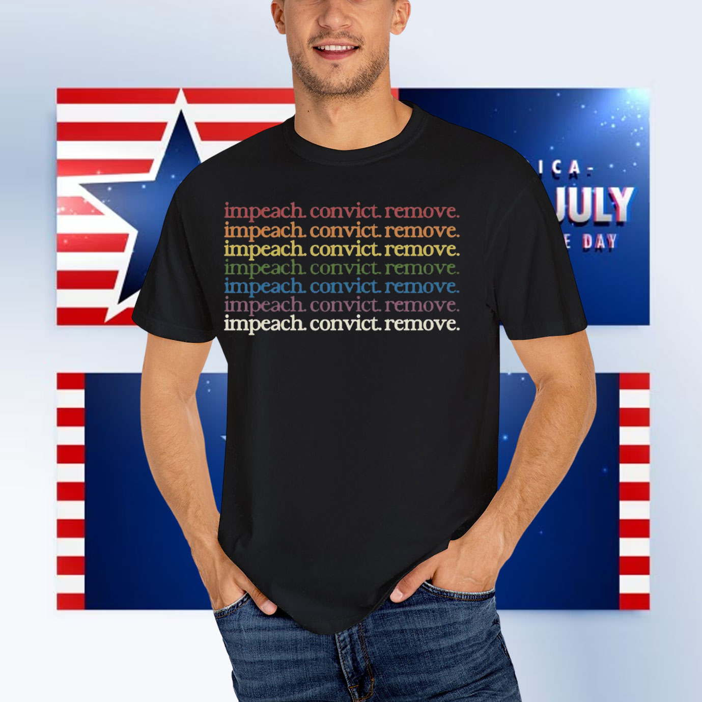 impeach convict remove rainbow Unisex T-Shirt