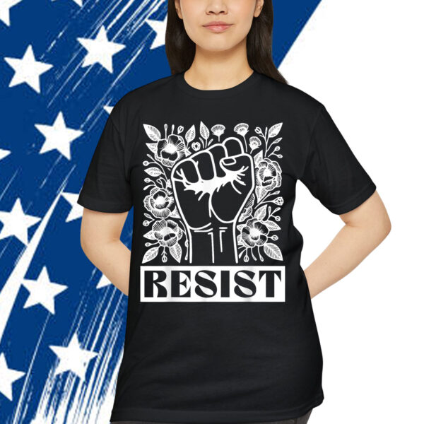 Resist Fist Floral Graphic AntiTrump Feminist Equality T-Shirt